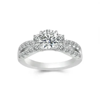 Luxury Split Shank Moissanite Engagement Ring With 1.2ct