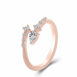 Pear & Cushion Moissanite Open Ring