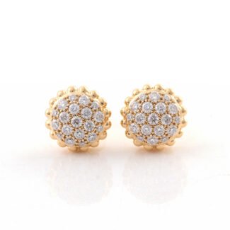 Round Moissanite Pave Disc Stud Earrings