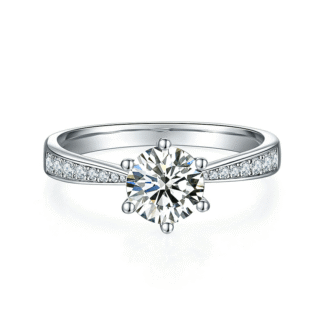 Simple 6 claw round shaped moissanite engagement ring
