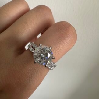 3ct Round Brilliant Cut Pave-Setting Band Moissanite Ring Set